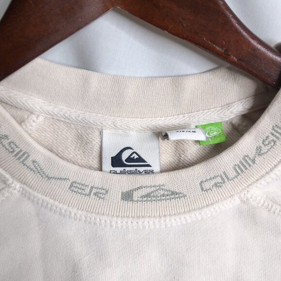 Quiksilver Women's Cream Crewneck 3D Embossed Logo Relaxed Fit, Size Small - Picture 4 of 8